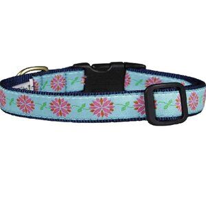 Size Small Dahlia Flowers Premium Ribbon Dog Collar by Up Country